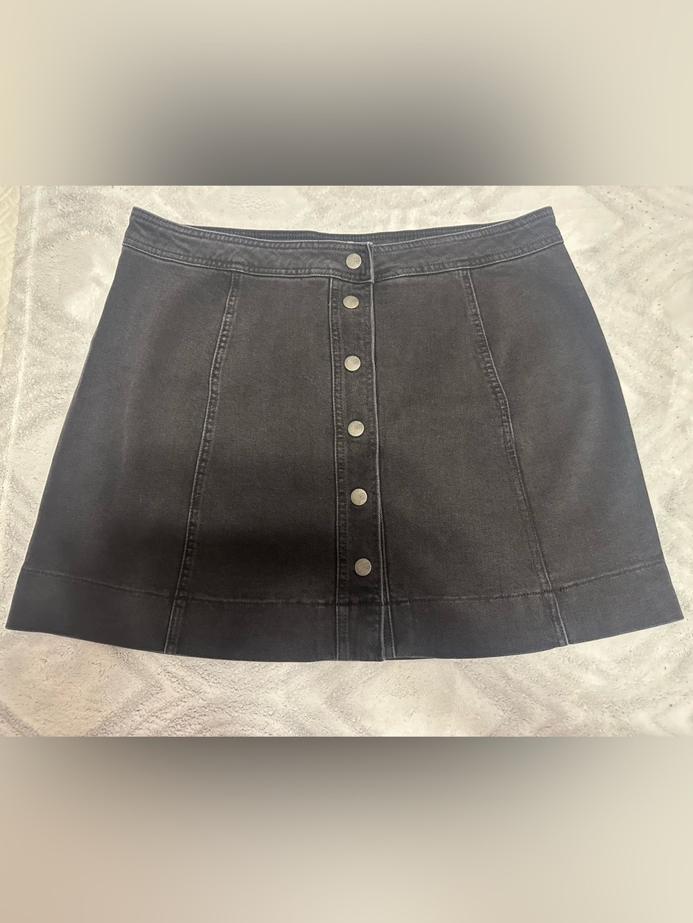 Madewell Black Button-Front Denim Mini Skirt Size 16